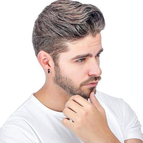 10-12 Pairs Earrings for Men Women, Stainless Steel Black Stud Earrings Set for Boys Girls Gift with Box in Kuwait