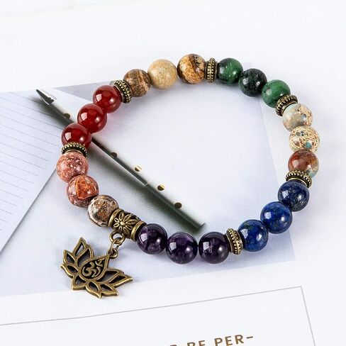 Bivei Chakra Bead Bracelets for Women - 8mm 7 Chakra Bracelet With Real Stones Yoga Gemstone Jewelry 3 Pack in Saudi Arabia