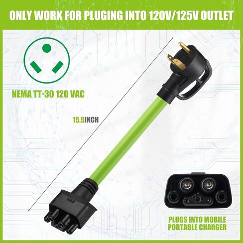Nezyo 15.5" Adapter Compatible with Tesla Gen 2 Mobile Portable Charger Mobile Charger Ev Charger Adapter with Handle Compatible with Tesla Electric Vehicles(TT-30P) in Kuwait
