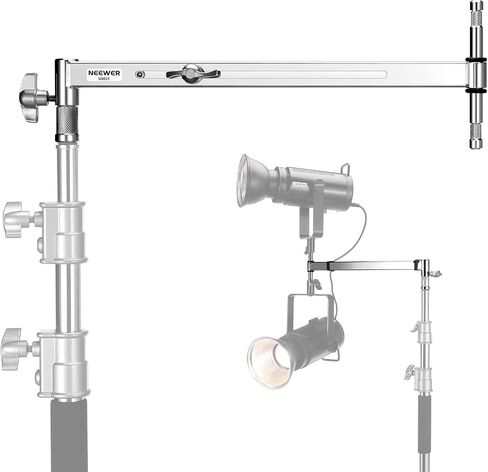 NEEWER Baby Triple Header Boom Arm with Five 5/8" Baby Pins for LED Light/Strobe Flash, One 1-1/8" Pin for C Stand/Light Stand with 16mm Baby Stud or 28mm Junior Receiver, Stainless Steel, UA005 in Saudi Arabia