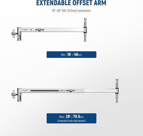NEEWER Baby Triple Header Boom Arm with Five 5/8" Baby Pins for LED Light/Strobe Flash, One 1-1/8" Pin for C Stand/Light Stand with 16mm Baby Stud or 28mm Junior Receiver, Stainless Steel, UA005 in Saudi Arabia