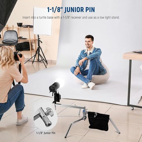 NEEWER Baby Triple Header Boom Arm with Five 5/8" Baby Pins for LED Light/Strobe Flash, One 1-1/8" Pin for C Stand/Light Stand with 16mm Baby Stud or 28mm Junior Receiver, Stainless Steel, UA005 in Saudi Arabia