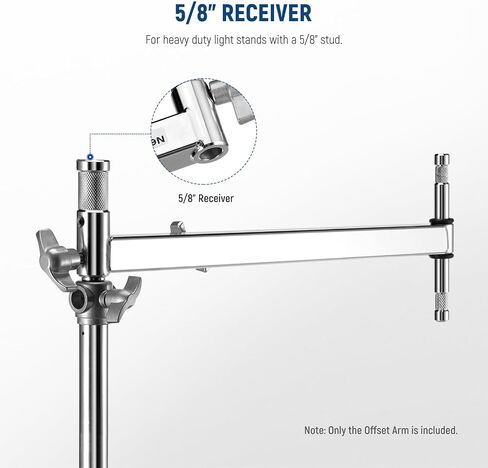 NEEWER Baby Triple Header Boom Arm with Five 5/8" Baby Pins for LED Light/Strobe Flash, One 1-1/8" Pin for C Stand/Light Stand with 16mm Baby Stud or 28mm Junior Receiver, Stainless Steel, UA005 in Saudi Arabia