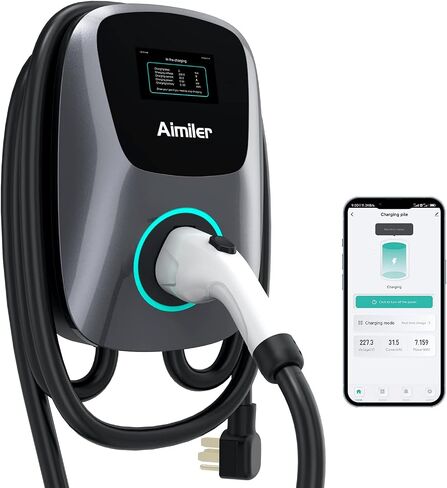 شاحن EV المستوى 2، 48A 240V شاحن السيارة الكهربائية مع قابس NEMA 14-50، محطة شحن EV منزلية/خارجية مدرجة بكابل 25 قدمًا مع تطبيق WiFi ومؤقت تأخير، لسيارات j1772 EVSE in Kuwait