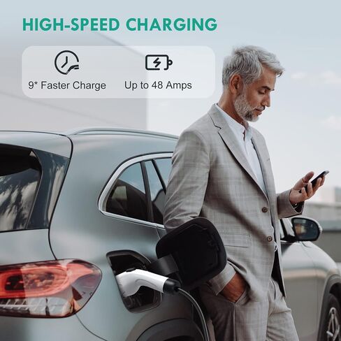 شاحن EV المستوى 2، 48A 240V شاحن السيارة الكهربائية مع قابس NEMA 14-50، محطة شحن EV منزلية/خارجية مدرجة بكابل 25 قدمًا مع تطبيق WiFi ومؤقت تأخير، لسيارات j1772 EVSE in Kuwait