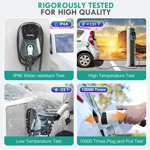 شاحن EV المستوى 2، 48A 240V شاحن السيارة الكهربائية مع قابس NEMA 14-50، محطة شحن EV منزلية/خارجية مدرجة بكابل 25 قدمًا مع تطبيق WiFi ومؤقت تأخير، لسيارات j1772 EVSE in Kuwait