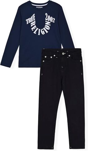 True Religion Boys Denim Set 2 Piece Boys Jeans and Long Sleeve Tee Shirt Set in Saudi Arabia