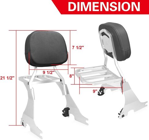مسند ظهر للركاب قابل للفصل مع رف أمتعة ومجموعة أدوات إرساء مناسبة لـ Harley Sportster XL 883 1200 2004-2024 (أسود) in Kuwait