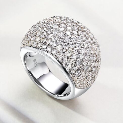 Moissanite Wedding Band Ring VVS D Color, 925 Sterling Silver White Gold Plated Chunky Wide Eternity Band Ring 1.8-5.14 Carat Moissanite Ring Lab Diamond Rings for Men Women in Saudi Arabia