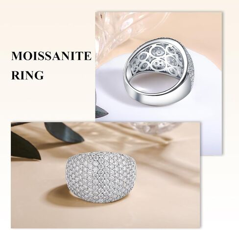 Moissanite Wedding Band Ring VVS D Color, 925 Sterling Silver White Gold Plated Chunky Wide Eternity Band Ring 1.8-5.14 Carat Moissanite Ring Lab Diamond Rings for Men Women in Saudi Arabia