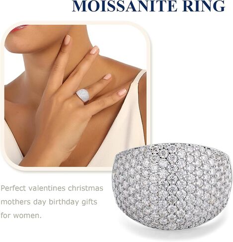 Moissanite Wedding Band Ring VVS D Color, 925 Sterling Silver White Gold Plated Chunky Wide Eternity Band Ring 1.8-5.14 Carat Moissanite Ring Lab Diamond Rings for Men Women in Saudi Arabia