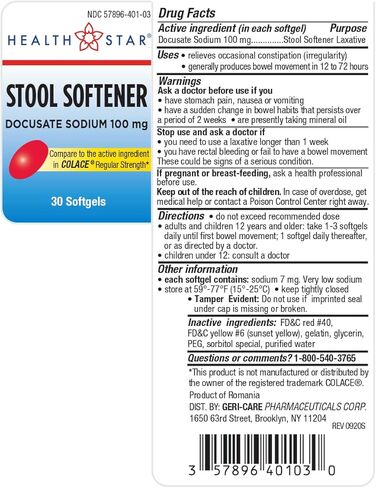 GeriCare Docusate Sodium Stool Softener, 100mg Softgels (Bottle of 1,000) in Kuwait