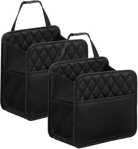 LXUNYI Car Organizer Back Seat, 2 Pack Waterproof Pu Leather Car Seat Storage Bag Large Foldable Universal Hanging Car Seat Back Organizer for Kids & Adults with Cup Holders Car Travel Accessories in Kuwait