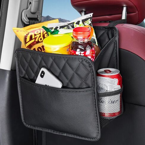 LXUNYI Car Organizer Back Seat, 2 Pack Waterproof Pu Leather Car Seat Storage Bag Large Foldable Universal Hanging Car Seat Back Organizer for Kids & Adults with Cup Holders Car Travel Accessories in Kuwait