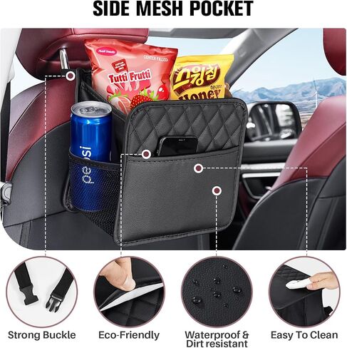 LXUNYI Car Organizer Back Seat, 2 Pack Waterproof Pu Leather Car Seat Storage Bag Large Foldable Universal Hanging Car Seat Back Organizer for Kids & Adults with Cup Holders Car Travel Accessories in Kuwait