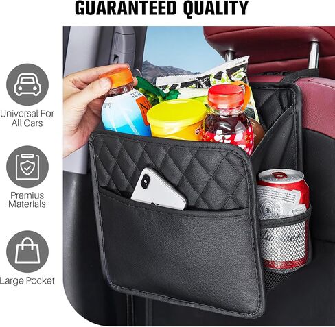 LXUNYI Car Organizer Back Seat, 2 Pack Waterproof Pu Leather Car Seat Storage Bag Large Foldable Universal Hanging Car Seat Back Organizer for Kids & Adults with Cup Holders Car Travel Accessories in Kuwait