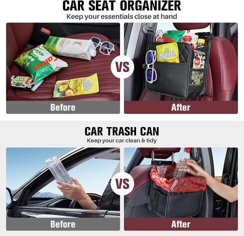 LXUNYI Car Organizer Back Seat, 2 Pack Waterproof Pu Leather Car Seat Storage Bag Large Foldable Universal Hanging Car Seat Back Organizer for Kids & Adults with Cup Holders Car Travel Accessories in Kuwait