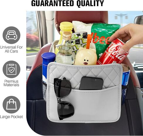 LXUNYI Car Organizer Back Seat, 2 Pack Waterproof Pu Leather Car Seat Storage Bag Large Foldable Universal Hanging Car Seat Back Organizer for Kids & Adults with Cup Holders Car Travel Accessories in Kuwait