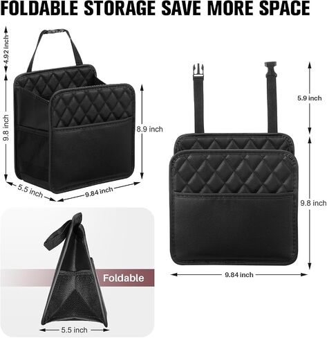 LXUNYI Car Organizer Back Seat, 2 Pack Waterproof Pu Leather Car Seat Storage Bag Large Foldable Universal Hanging Car Seat Back Organizer for Kids & Adults with Cup Holders Car Travel Accessories in Kuwait