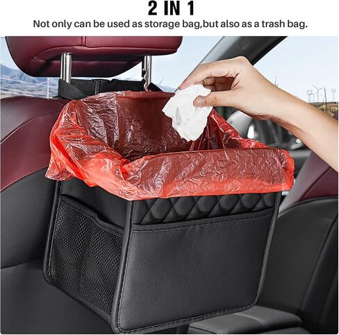 LXUNYI Car Organizer Back Seat, 2 Pack Waterproof Pu Leather Car Seat Storage Bag Large Foldable Universal Hanging Car Seat Back Organizer for Kids & Adults with Cup Holders Car Travel Accessories in Kuwait