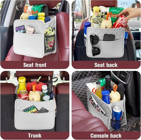 LXUNYI Car Organizer Back Seat, 2 Pack Waterproof Pu Leather Car Seat Storage Bag Large Foldable Universal Hanging Car Seat Back Organizer for Kids & Adults with Cup Holders Car Travel Accessories in Kuwait