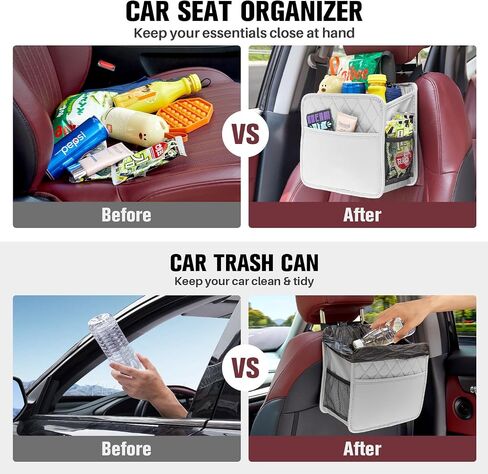 LXUNYI Car Organizer Back Seat, 2 Pack Waterproof Pu Leather Car Seat Storage Bag Large Foldable Universal Hanging Car Seat Back Organizer for Kids & Adults with Cup Holders Car Travel Accessories in Kuwait
