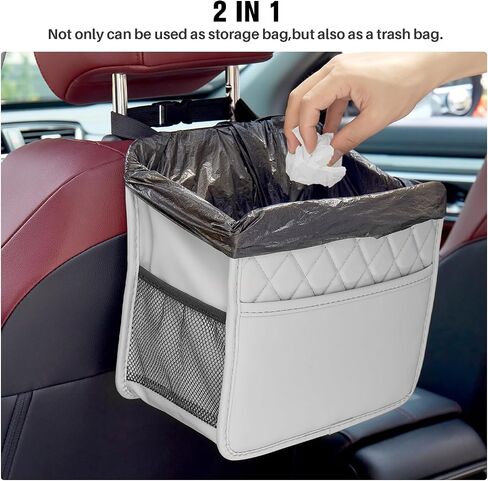 LXUNYI Car Organizer Back Seat, 2 Pack Waterproof Pu Leather Car Seat Storage Bag Large Foldable Universal Hanging Car Seat Back Organizer for Kids & Adults with Cup Holders Car Travel Accessories in Kuwait