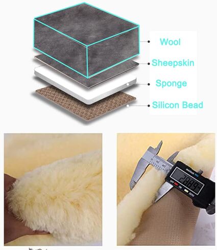 20 inchs Fluffy Genuine Australia Sheepskin Car Seat Cover for Auto Interior Accessories with Soft Fuzzy Wool Natural Fur Non-Slip (Black, Front) in Kuwait