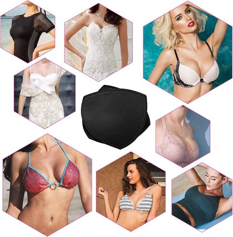 4 Pairs Bra Pad Insert,Removable Sport Bra Cup Triangle Breathable & Reusable Bra Pad for Yoga Bra,Swimsuits,Bikini in Kuwait