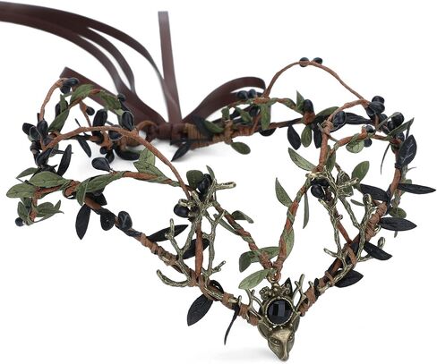 MOSTORY Black Green Antler Crown - Renaissance Faire Costume for Women Fairy Forest Headpiece Woodland Elf Crown for Women Ren Faire Halloween Cosplay Photo Shoot Accessory in Saudi Arabia