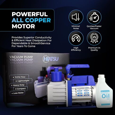 7 CFM Vacuum Pump for AC System - Single-Stage HVAC Vacuum Pump with Vacuum Gauge - 1/2 HP Automotive AC Vacuum Pump - 110V/60Hz Air Conditioning Vacuum Pumps in Kuwait