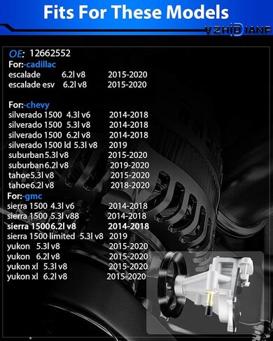 Upgraded Brake Vacuum Pump Fit for:-Cadillac Escalade esv for:-Chevy Silverado 1500 Suburban Tahoe for:-GMC Sierra 1500 Yukon, 2014-2020 4.3L 5.3L 6.2L V6 V8 Gas Flex, OE# 12696313 (1PC) in Saudi Arabia