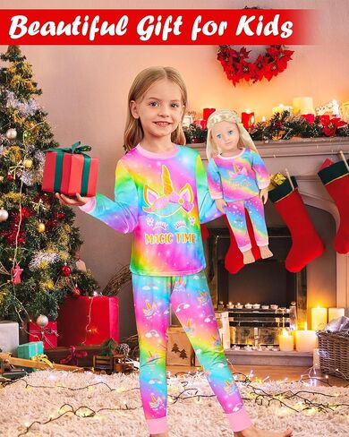 Sylfairy Girls Pajamas Set Matching Doll Pjs Toddler Kids Sleepwear Christmas Clothes Gift in Kuwait