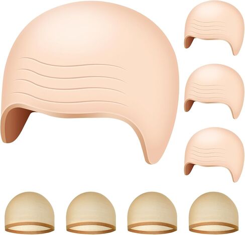 NACHLYNN 8 Pieces Halloween Bald Cap for Adult Makeup Latex Bald Caps Nylon Bald Wig Cap Costume for Halloween Party Accessory Kid Women Men in Saudi Arabia