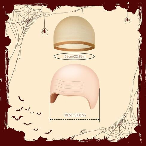 NACHLYNN 8 Pieces Halloween Bald Cap for Adult Makeup Latex Bald Caps Nylon Bald Wig Cap Costume for Halloween Party Accessory Kid Women Men in Saudi Arabia