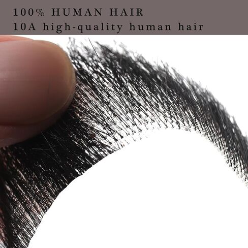 Up Black Fake Beard for Men Human Hair Fake Mustache Realistic False Facial Hair Hand Tied Lace Beard for Costume Party Funny Cosplay Halloween Black Color（Black） in Saudi Arabia