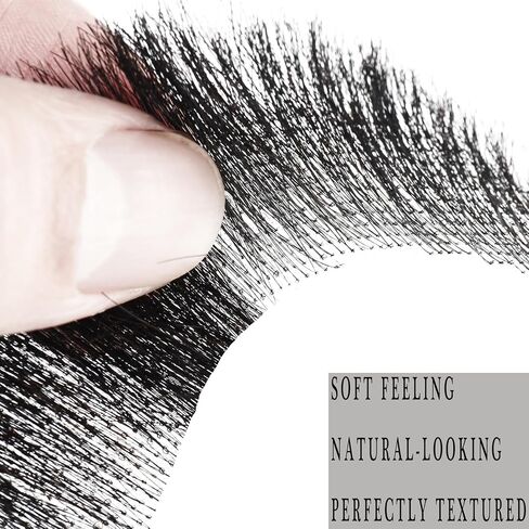 Up Black Fake Beard for Men Human Hair Fake Mustache Realistic False Facial Hair Hand Tied Lace Beard for Costume Party Funny Cosplay Halloween Black Color（Black） in Saudi Arabia