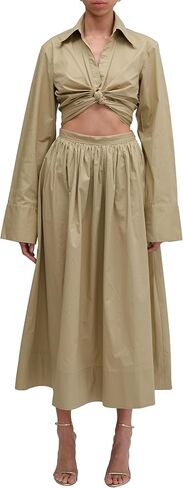 Ronny Kobo Women's Palmer Cotton Poplin Crop Top in Saudi Arabia