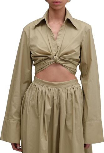 Ronny Kobo Women's Palmer Cotton Poplin Crop Top in Saudi Arabia
