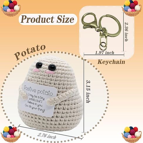 2pcs Positive Handmade Potato - Emotional Encouragement Support Crochet. Fun Birthday Gift for Girlfriends，Friends，Wife and Parents, Includes 1pcs Keychain in Saudi Arabia