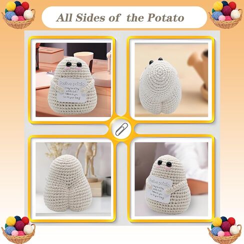 2pcs Positive Handmade Potato - Emotional Encouragement Support Crochet. Fun Birthday Gift for Girlfriends，Friends，Wife and Parents, Includes 1pcs Keychain in Saudi Arabia