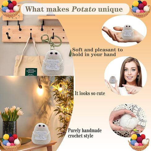 2pcs Positive Handmade Potato - Emotional Encouragement Support Crochet. Fun Birthday Gift for Girlfriends，Friends，Wife and Parents, Includes 1pcs Keychain in Saudi Arabia