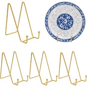 4 Pack 6 Inch Gold Plate Stands for Display, Metal Frame Holder Stand, Plate Holders Display Stands for Photo Easel, Decorative Platter, Display Tabletop