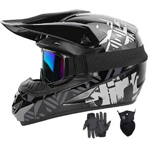SPARK Youth Motocross Helmet Kids Dirt Bike Helmets (with Goggles Gloves Mask) ATV Helmet Full Face Motorcycle Helmet Off-Road Mountain Bike Helmet DOT Approved