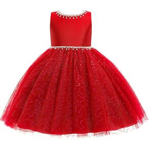Weileenice Flower Girl Vintage Sequin Dress Kids Sparkly Rhinestone Tulle Formal Photo Shoot Wedding Party Prom Dresses