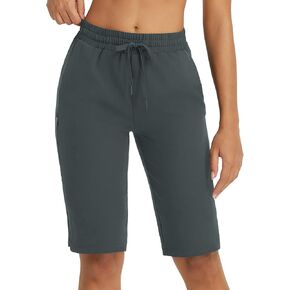 BALEAF Women's 13'' Knee Length Hiking Shorts Quick Dry Water Resistant Lightweight Bermuda with Pockets