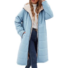 Yusongirl Womens Winter Long Coats Trendy Puffer Jacket Sherpa Fleece Lined Down Coat Long Sleeve Parka Oversized with Hood