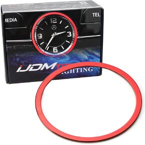 iJDMTOY Red Aluminum Interior Dashboard Analog_Clock Surrounding Decoration Ring Trim Compatible with Mercedes W205 C-Class W213 E-Class X205 GLC-Class