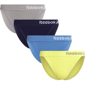 Reebok Women's Bikini Panties - 4 Pack Soft Stretch Ribbed Womens Bikini Briefs - Breathable Underwear for Women (S-XL)