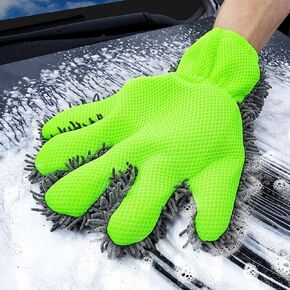 2 Pack Car Wash Mitts - XINDELL Car Washing Microfiber Hand Mitt with Fingers, Extra Large Size for Car Exterior Interior Cleaning Mitten Scratch Free & Lint Free Motorcycle Wash Mitts
